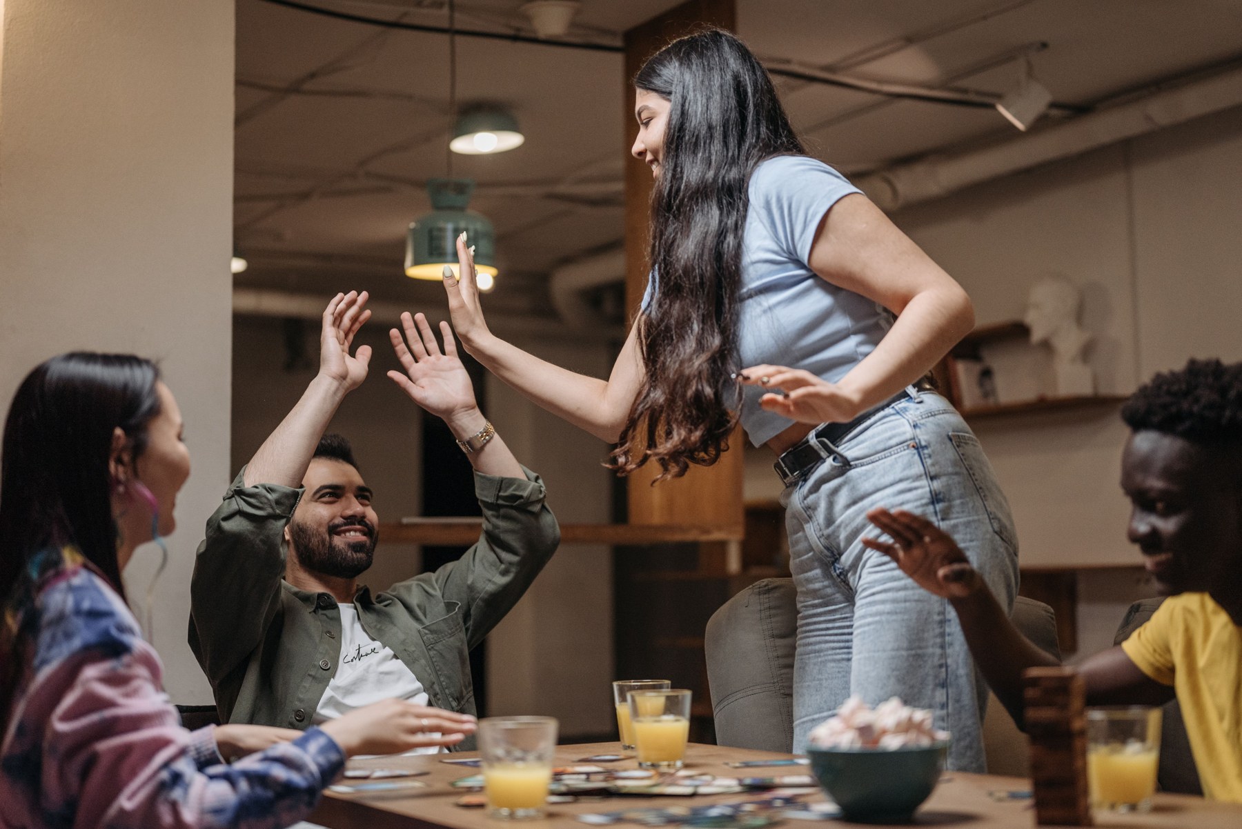 Friends enjoying a tabletop game together
